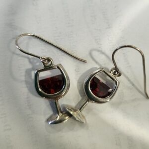 Vintage Silpada red wine Sterling earrings